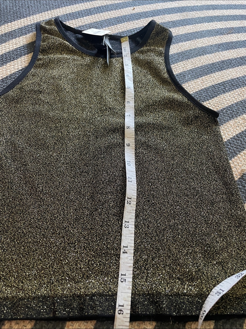 Anthropologie Metallic Shimmer Knit Crop Tank NWT L/XL Athleisure Glam - Picture 5 of 5